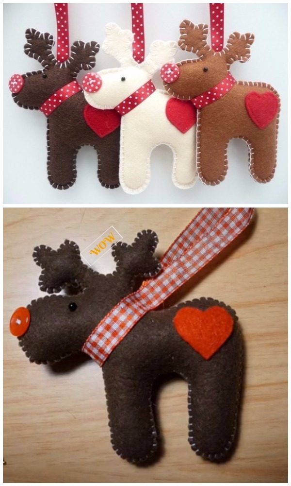 DIY Felt Christmas Ornament Craft Ideas & Tutorials - DIY Felt Deer ...